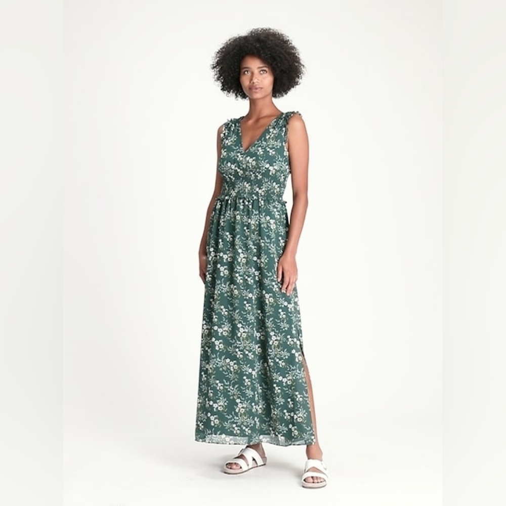 Banana Republic - Green Floral Maxi Dress